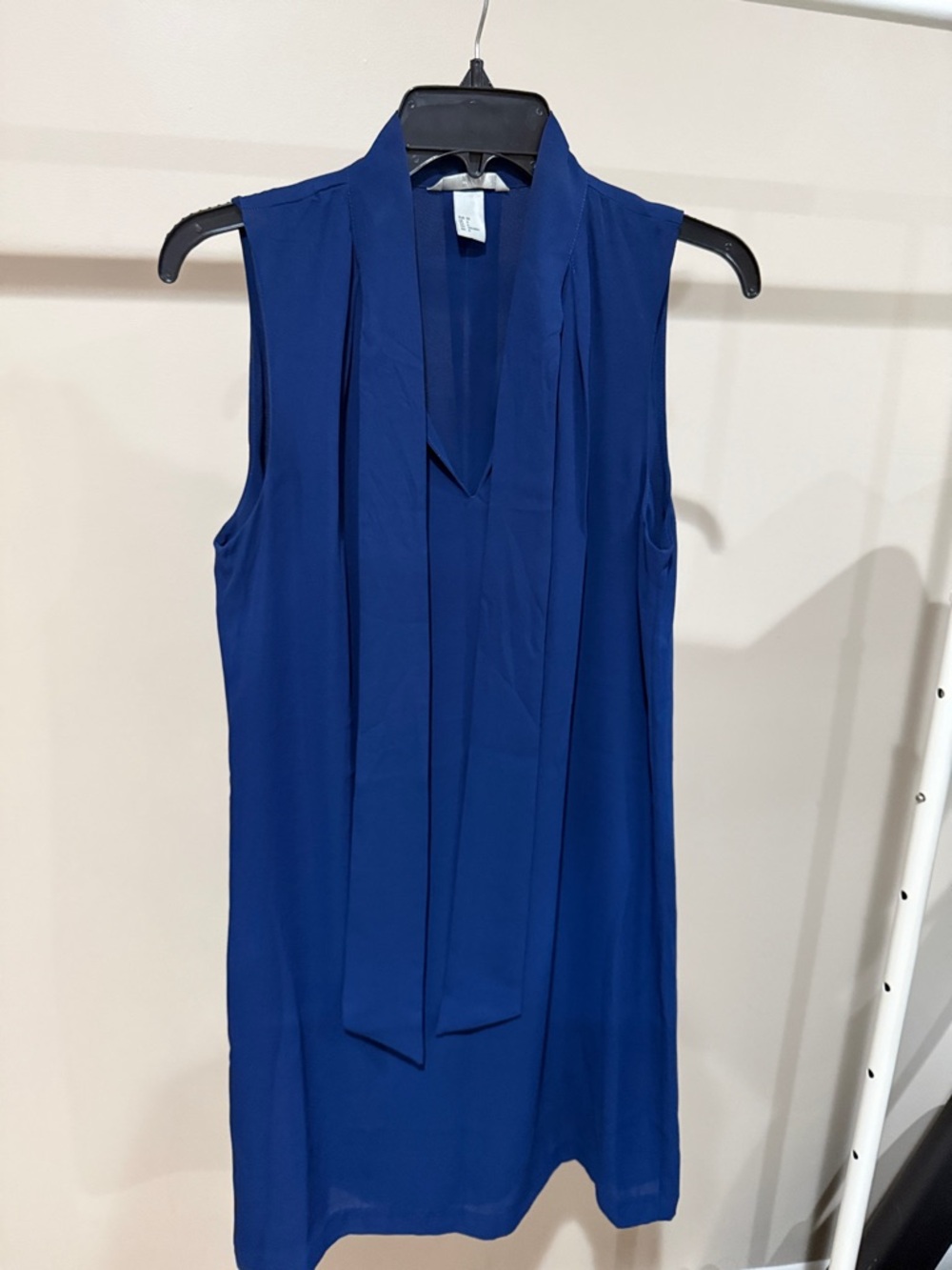 H&M Sleeveless Royal Blue Tie-Neck Shift Dress